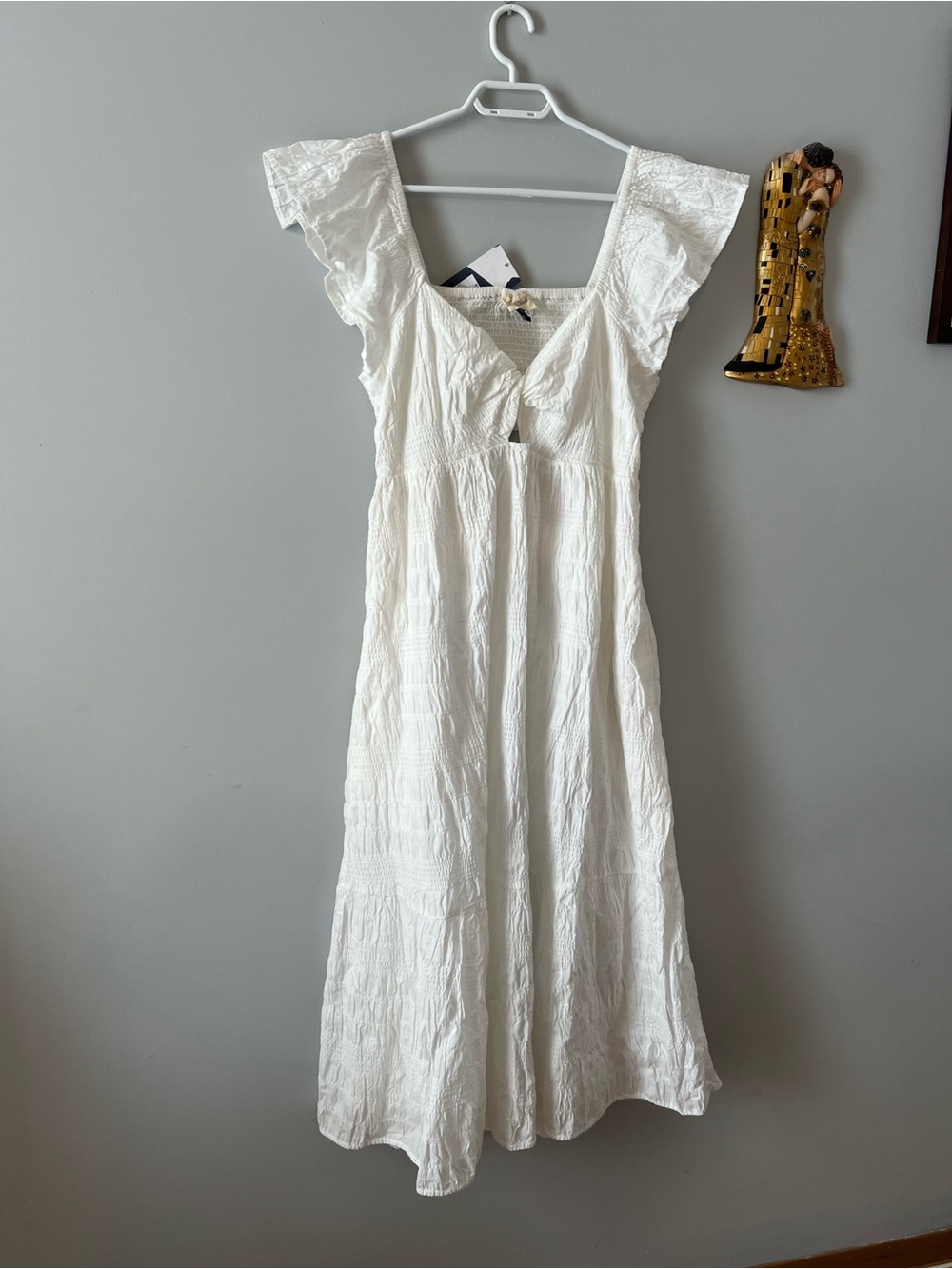 NWT Universal Thread White Cotton Eyelet Midi Dress with Flutter Sleeves size XL